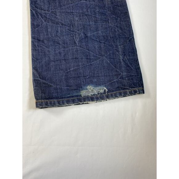 7 FOR ALL MANKIND Relaxed Straight Distressed Stone Wash Blue Jeans. 34x33 - Picture 10 of 11